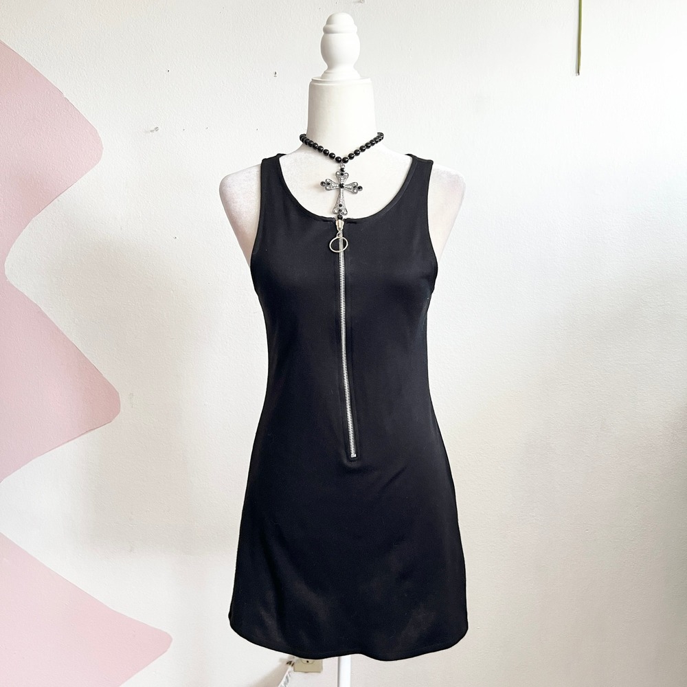 Vintage‎ Black Mini Dress O-Ring Y2K 2000s Gothic Punk Edgy Indie Sleaze Small